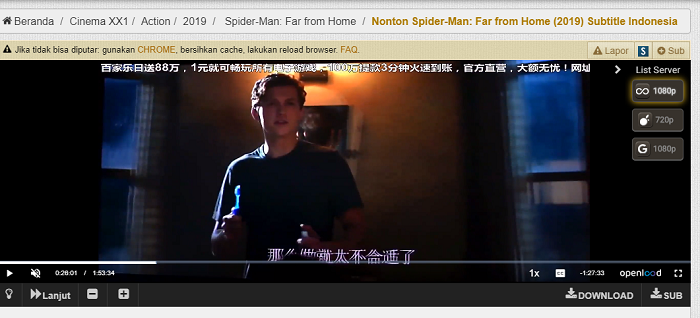Bukti film Spider-Man telah hadir di situs layanan film bajakan Indonesia