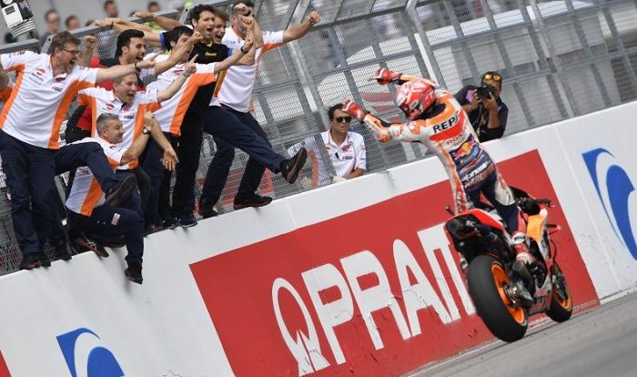 Marc Marquez saat menangi MotoGP Jerman musim 2018.