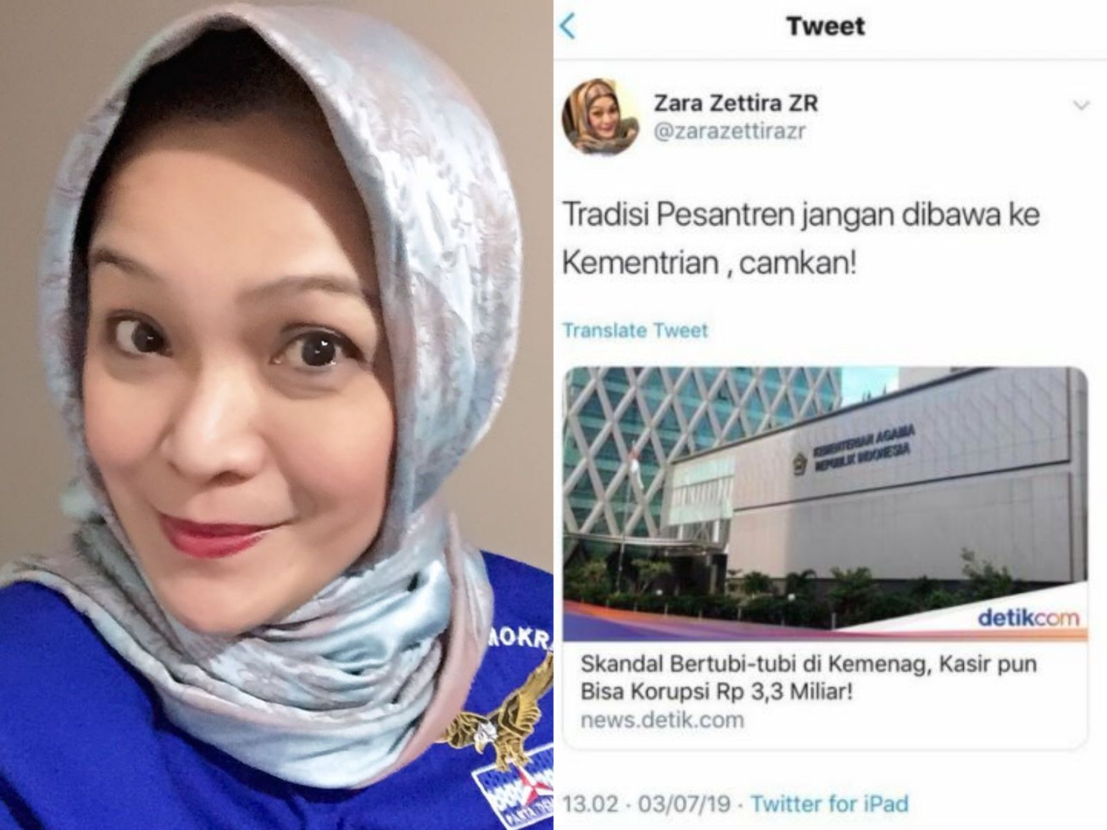 5 Fakta Zara Zettira, Kader Partai Demokrat yang Diduga Hina Pesantren  Lewat Cuitan di Twitter - Semua Halaman - Grid Hot