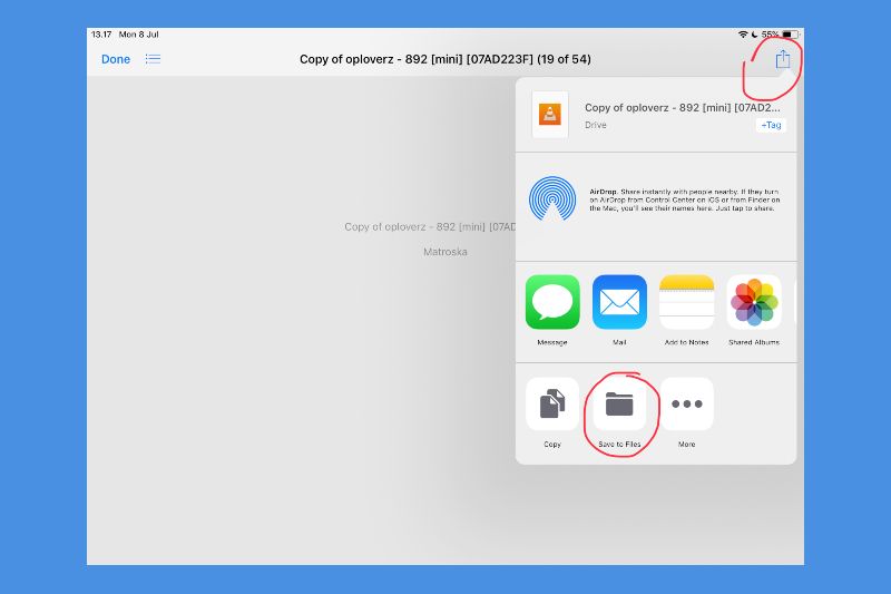 Ketuk file di cloud storage dan pilih save to files