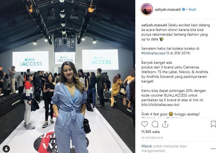 Aaliyah Massaid di JFW