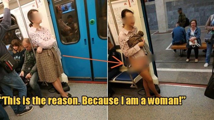 Seorang wanita nekat lepas pakaian dalam gara-gara tak diberi tempat duduk di kereta.