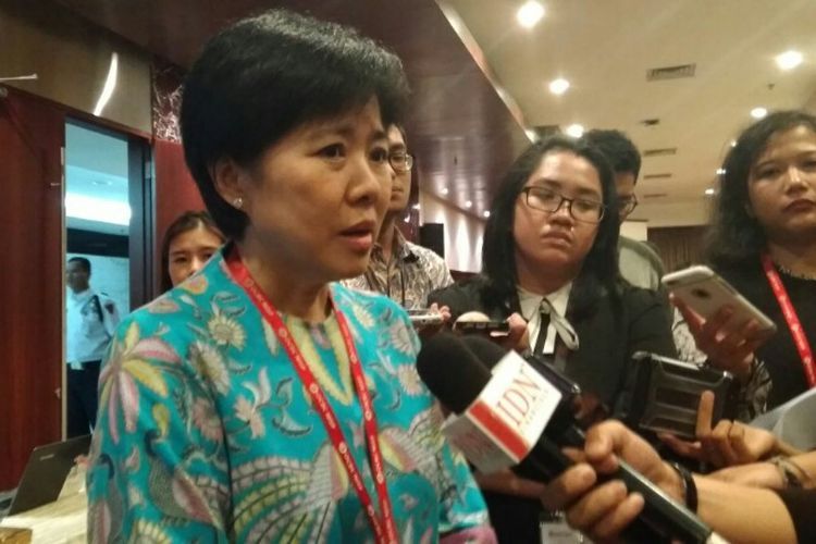  Presiden Direktur Bank OCBC NISP Parwati Surjaudjaja, di Kantor Pusat Bank OCBC NISP Jakarta, Senin (21/5/2018)