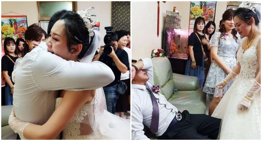 Seorang ayah menangis histeris di pernikahan putrinya.