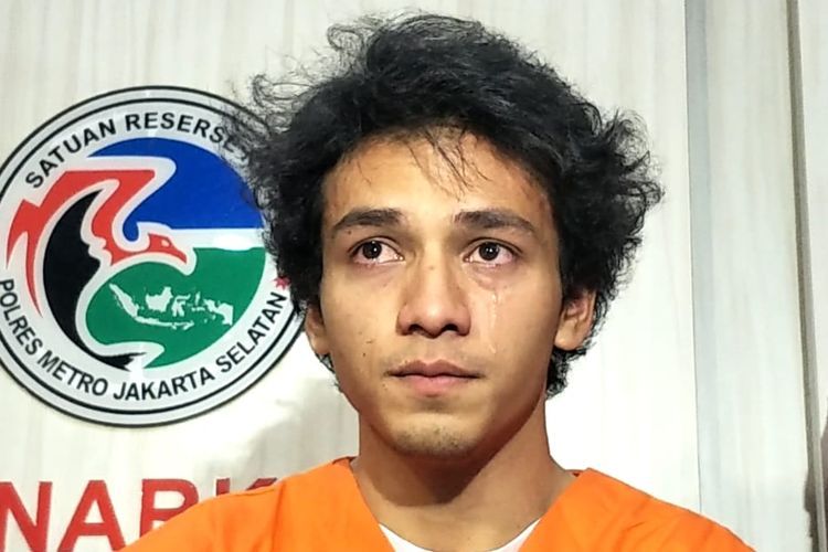 Jefri Nichol dalam jumpa pers di Polres Metro Jakarta Selatan, Kamis (25/7).