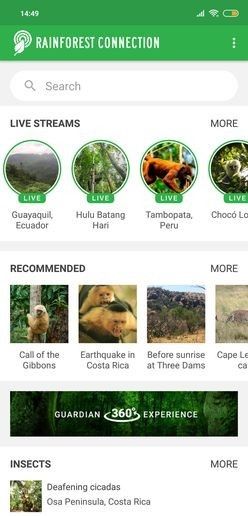 Aplikasi Rainforest Connection dapat diunduh di Google Play Store 