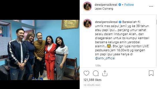 Tangkap Layar Instagram: Ucapan ulang tahun Dewi Perssik  kepada Saipul Jamil
