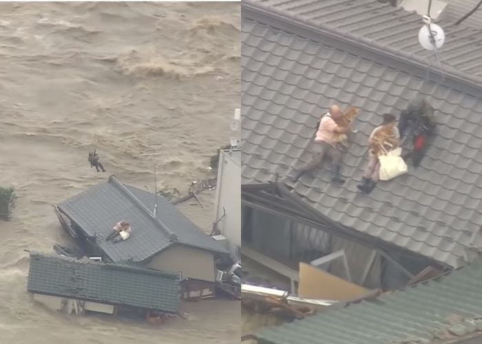 Terjebak di Atap Selama Banjir, Video Ini Tampilkan Pasangan yang Tidak Mau Melepas Anjingnya, Sampai Harus Dievakuasi dengan Heli!