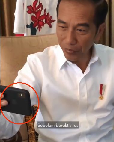 HP yang digunakan Jokowi untuk nge-vlog terlihat dalam penggalan video yang diupload di instagramnya