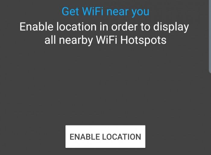 Proses Enable Location aplikasi WiFi Map.