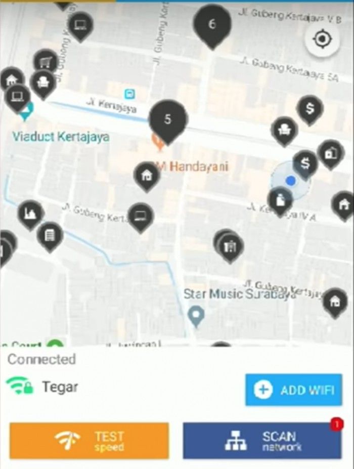 Halaman Utama dan fitur-fitur aplikasi WiFi Map.