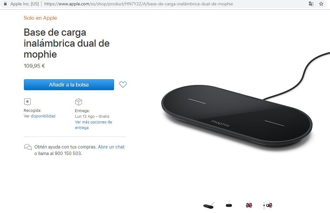 Mophie Dual Charging Base di Apple’s Latin America online store