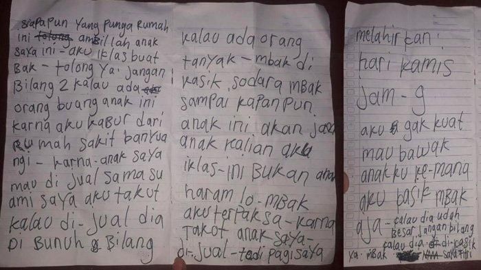 Buang Bayi Kandungnya di Lumajang, Perempuan ini Tulis Surat 'Wasiat' untuk Penemunya, Isinya Mengharukan 