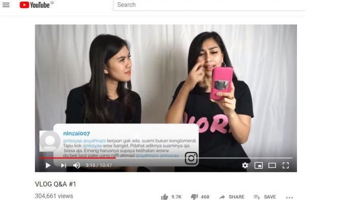Tangkap Layar Youtube: Nissya dan Syahnazs