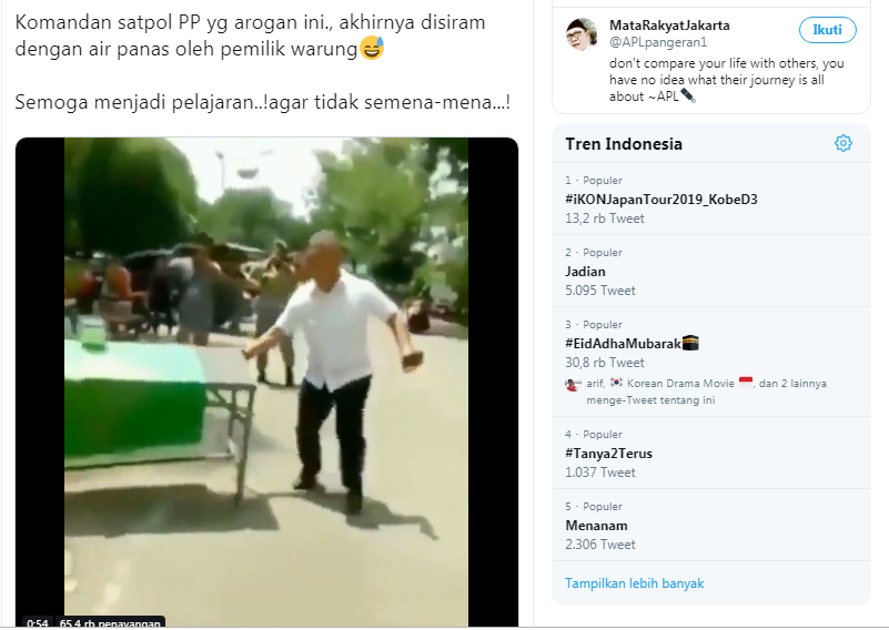 Satpol PP Kota Medan yang disiram air panas