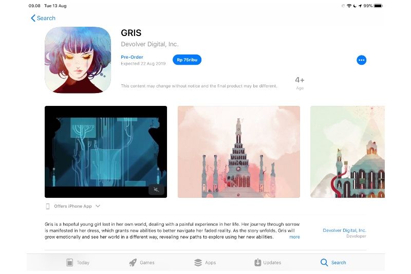 Game Gris telah tersedia di App Store untuk di Pre-Order