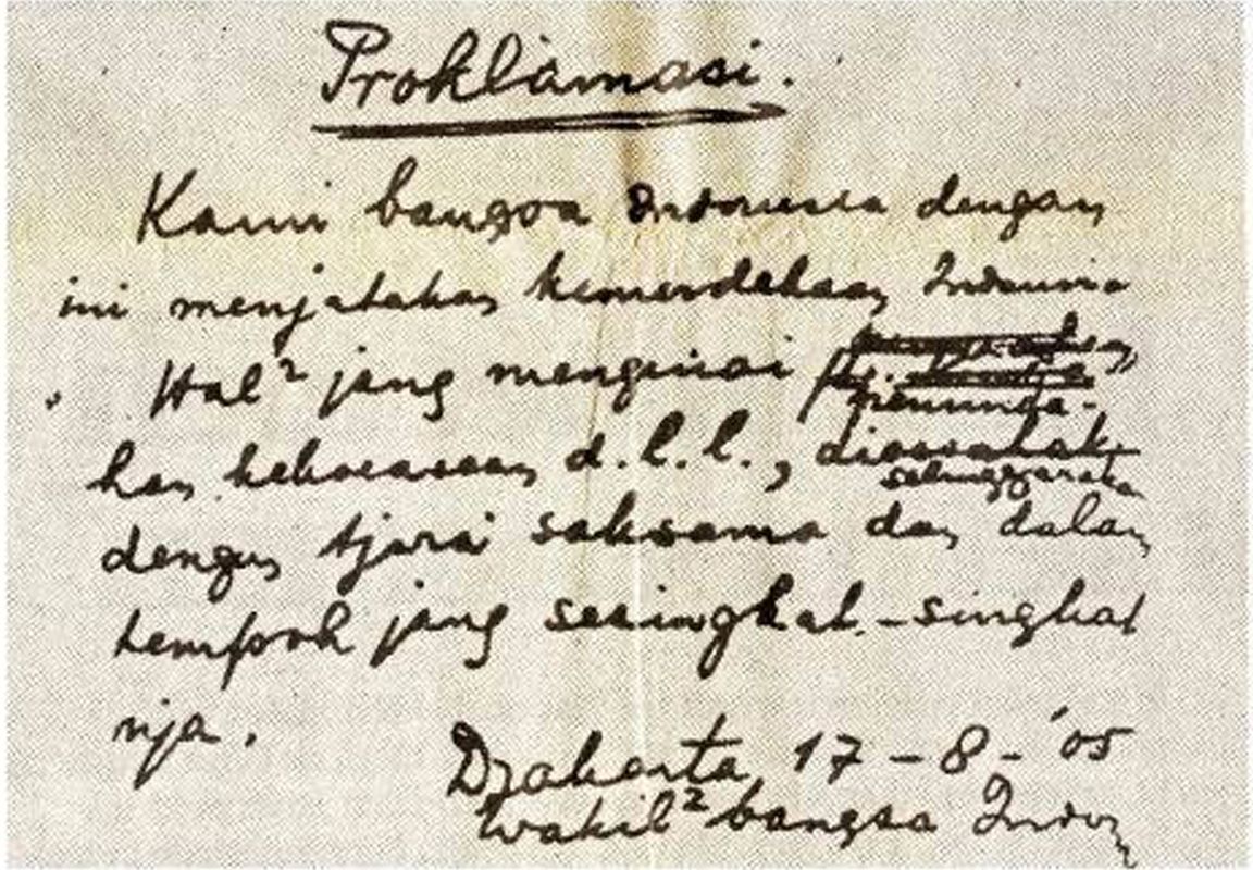 Tulisan tangan Bung Karno untuk Teks Proklamasi.