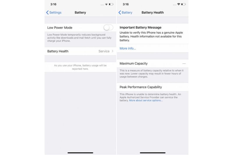 Peringatan kesehatan baterai pada iPhone XS, iPhone XR, dan iPhone XS Max