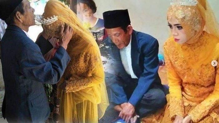 Pernikahan Mbah Dirgo 83 tahun dengan Nur 27 tahun.