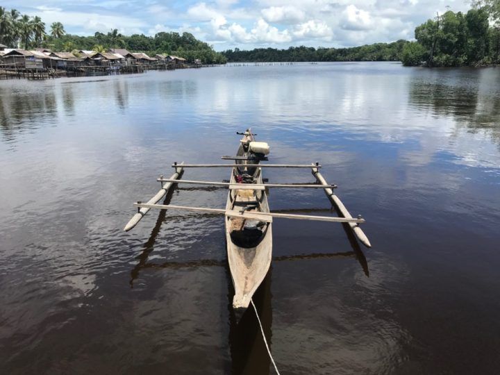 Suasana Kampung Saga, Distrik Metemani, Kabupaten Sorong Selatan, Papua Barat, Selasa (4/9/2018). Untuk mencapai kampung ini butuh waktu sekitar 5 jam dengan kapal cepat. 