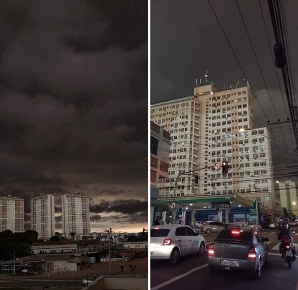 Awan gelap di Sao Paulo, Brasil, akibat asap dari kebakaran hutan Amazon. 