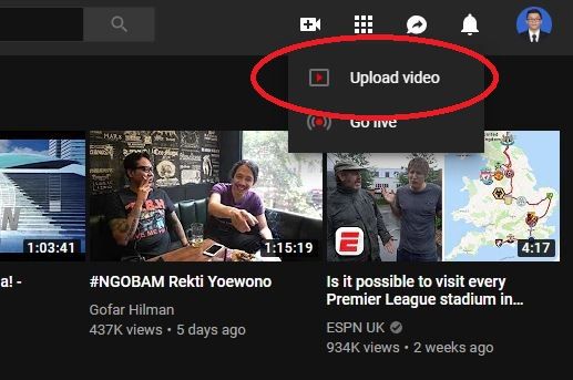 Pilih upload video