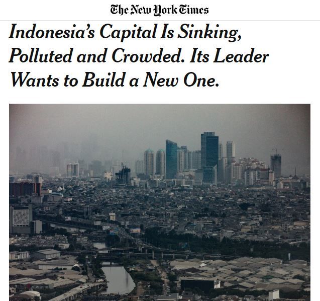 Headline New York Times Mengenai Perpindahan Ibu Kota Indonesia.
