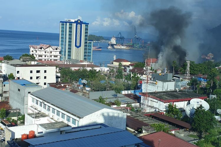Situasi di Jl. Ahmad Yani, Kota Jayapura, Papua, pada Jumat (23/08/2019) siang.