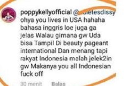 Komentar Poppy Kelly mengenai orang indonesia