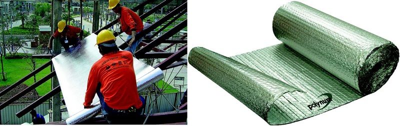 Insulator panas mengurangi intensitas panas yang tinggi di bawah atap.