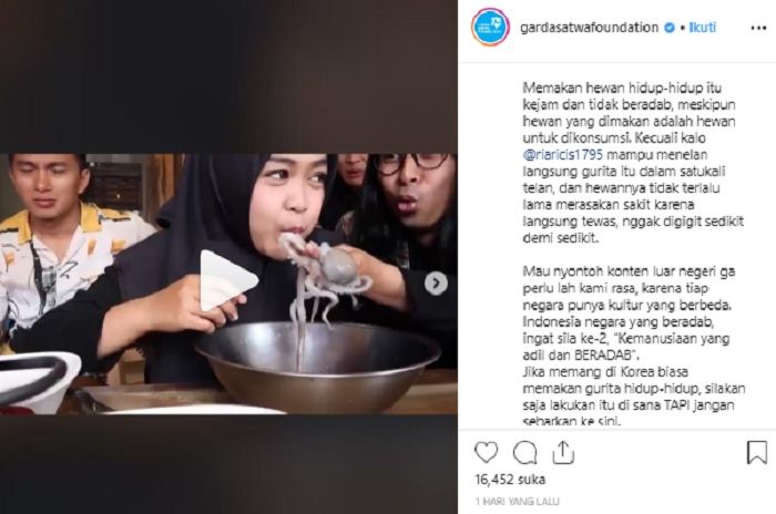 Kritikan Garda Satwa Indonesia terhadap konten video Ria Ricis.