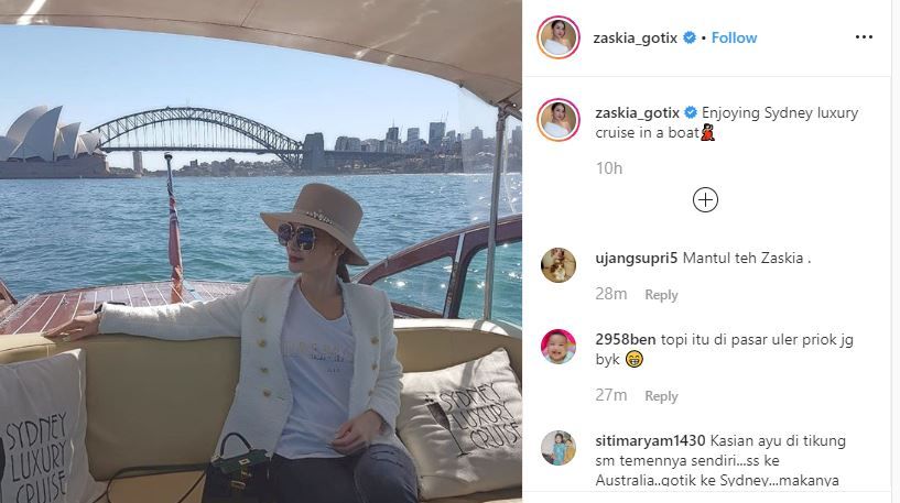 Tangkapan layar foto Zaskia Gotix saat berlibur di Australia