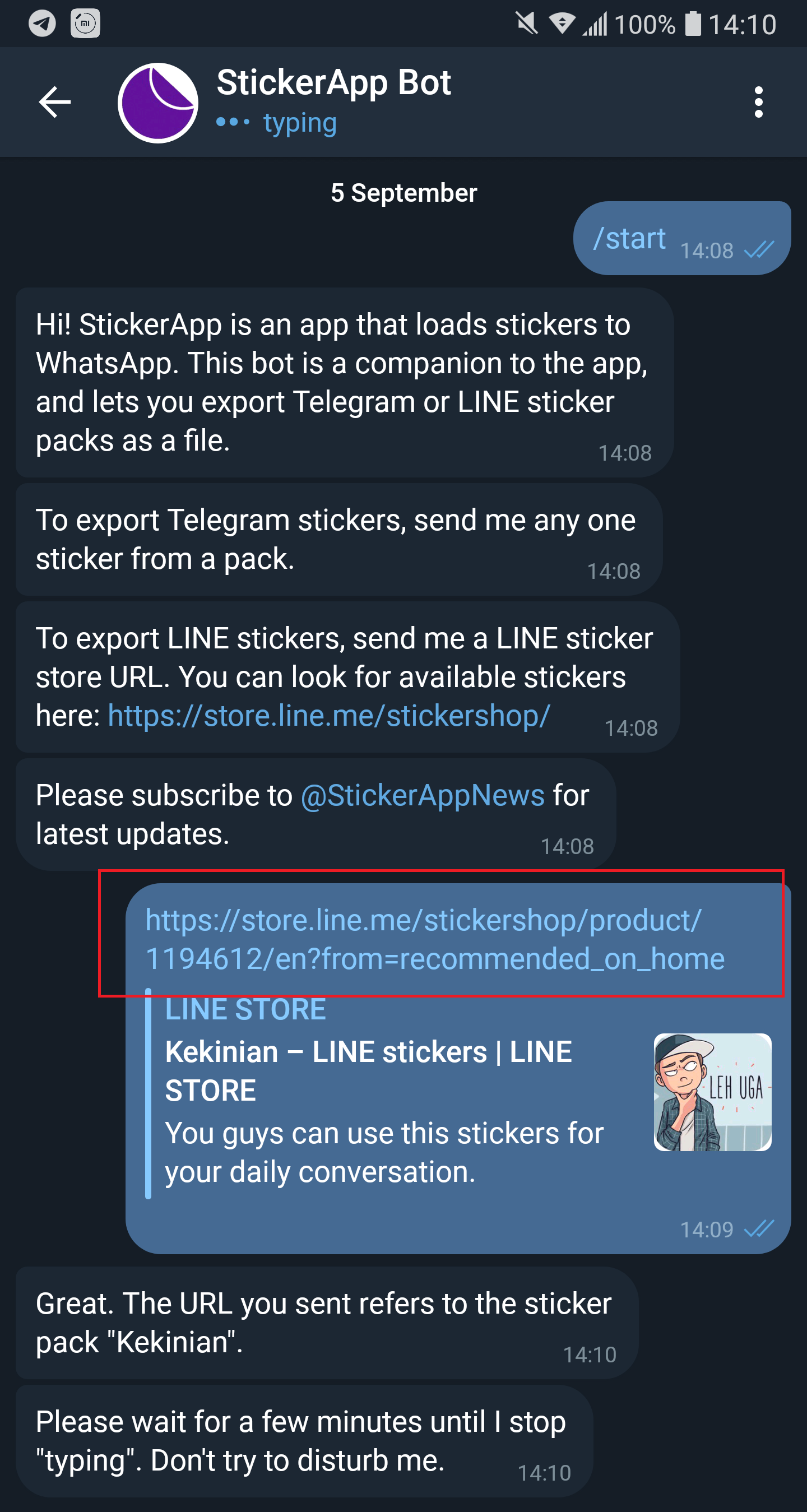 Paste link tadi di Bot Telegram