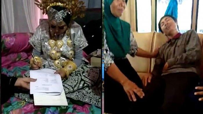 Aswar (kanan) menangis meraung-raung mengetahui sang kekasih Asni (kiri) menikah dengan pria lain. Pemuda Ini Nekat Terobos Kamar Rias Pengantin Perempuan: Menangis Meraung-raung Tak Rela Pacar Nikah. 