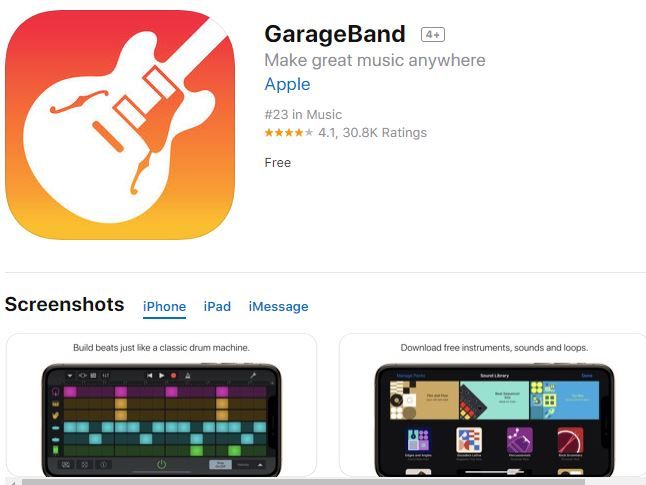 Aplikasi Garage Band di App Store