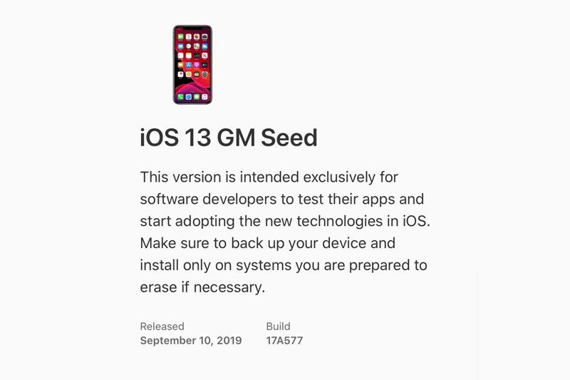 iOS 13 Golden Master