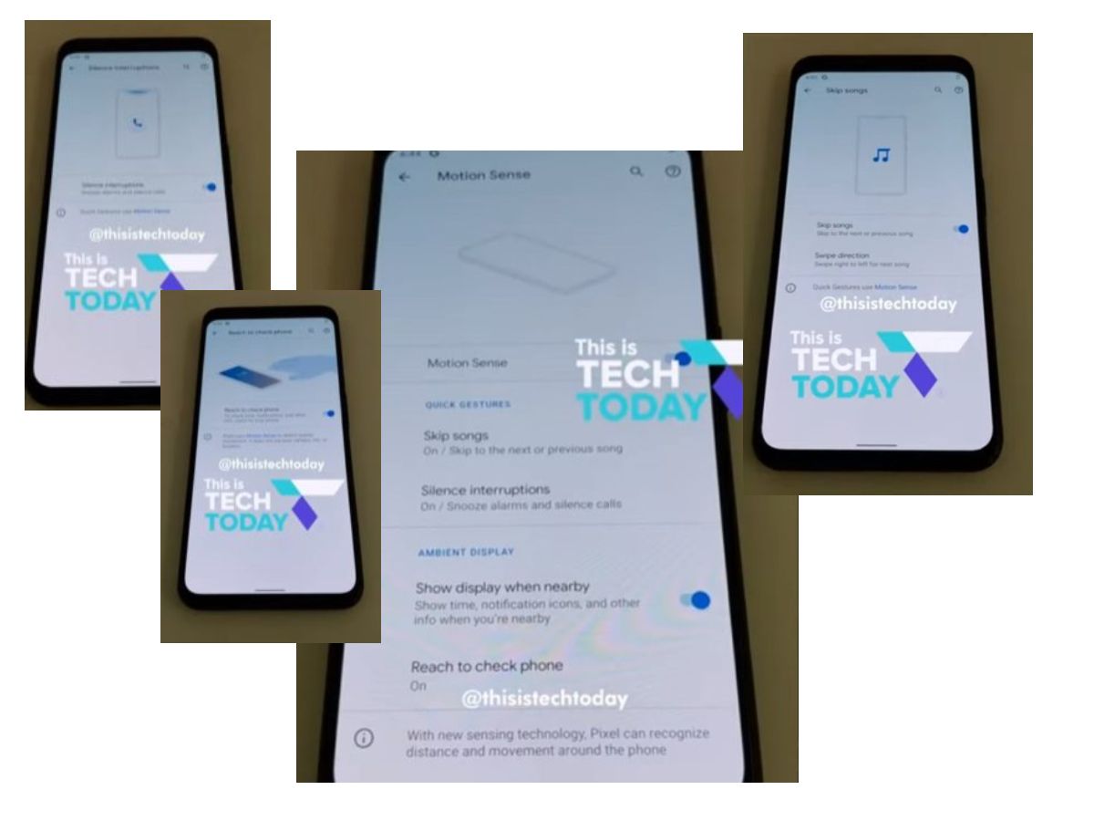 Halaman menu Motion Sense pada terduga Pixel 4
