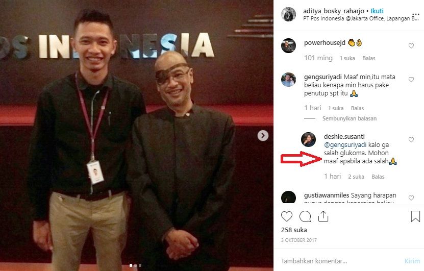 Sebuah akun Instagram menduga, Thareg Habibie menderita glaukoma.  