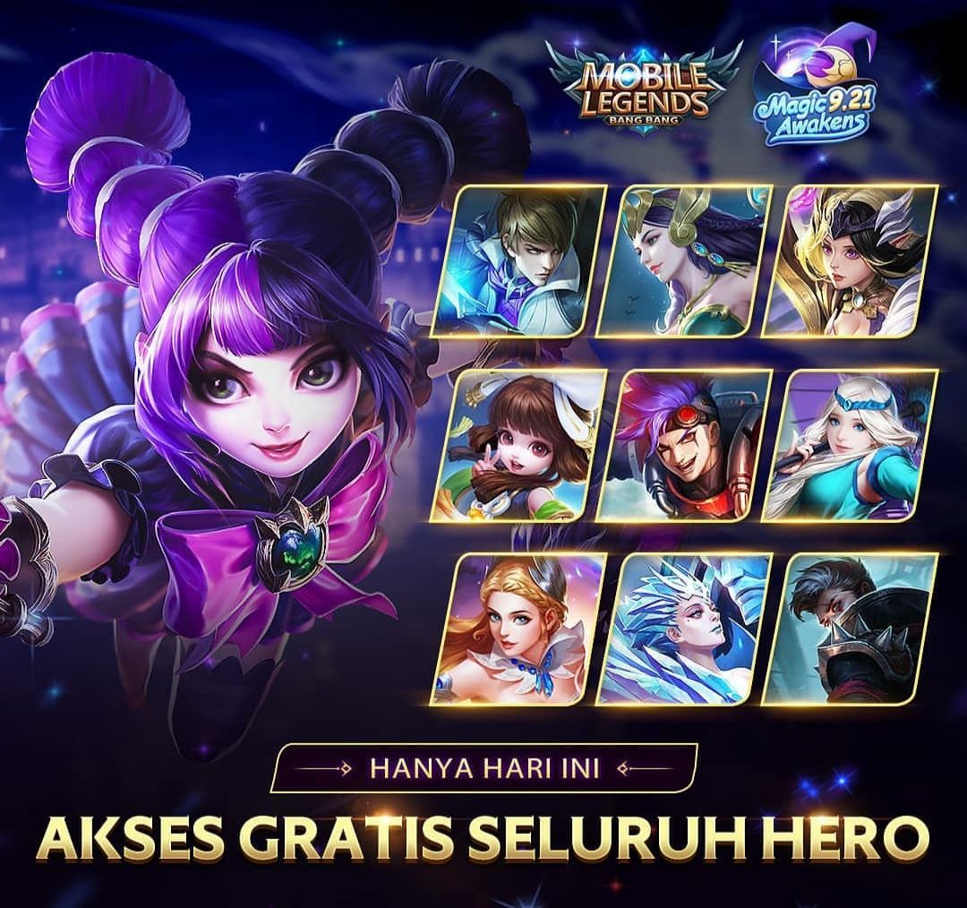 Akses gratis seluruh hero di Mobile Legends