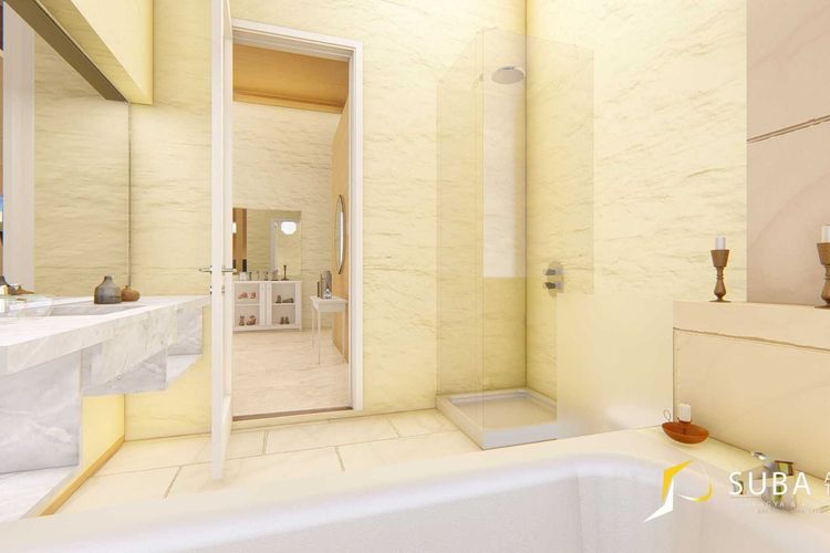 Shower glass tanpa frame untuk Desain Renovasi Interior Mediteranian di Bogor karya Suba-Arch 