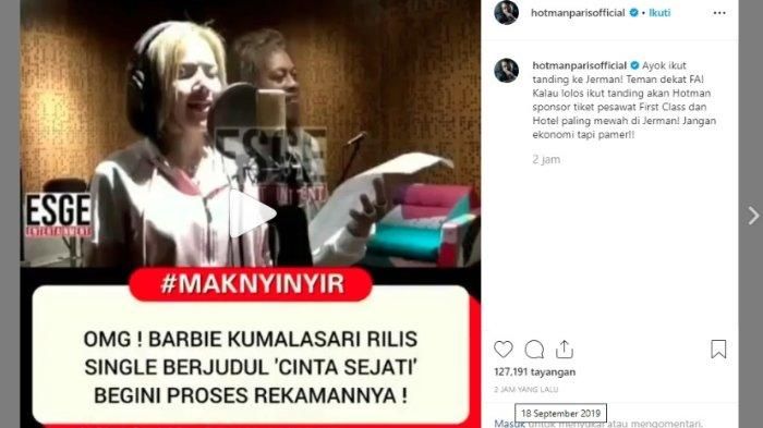 Pengacara Hotman Paris Hutapea memberikan tantangan kepada artis Barbie Kumalasari dan berjanji memberikan hadiah mewah, Senin (18/9/2019). 