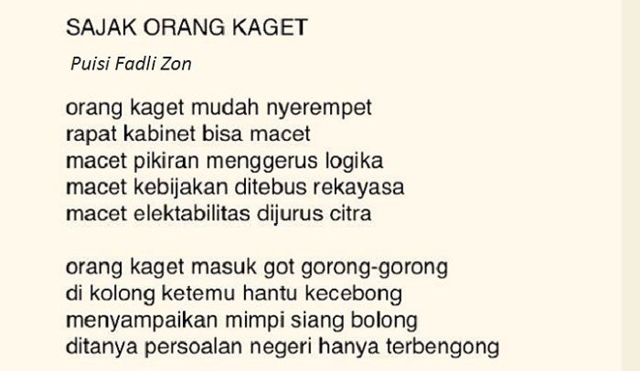 Puisi karya Wakil Ketua DPR RI 2014 - 2019 Fadli Zon