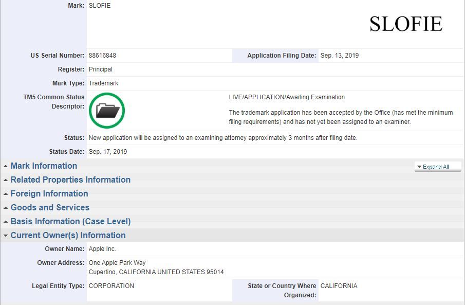 Dokumen permohonan di situs USPTO