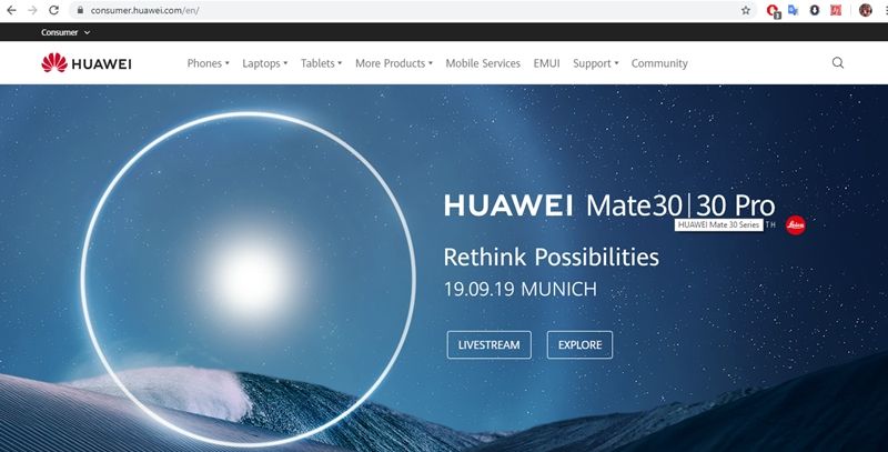 Live streaming lewat website Huawei