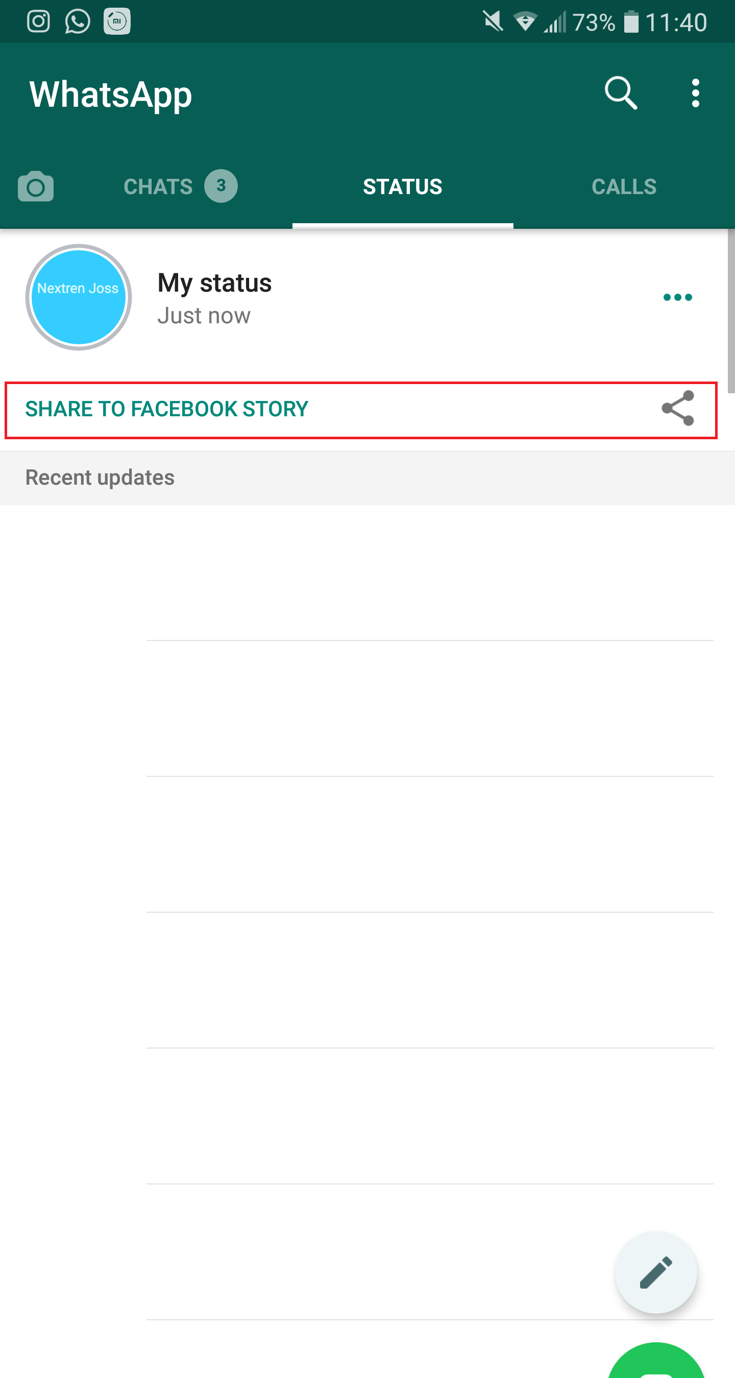 Pilih opsi 'Share to Facebook Story'
