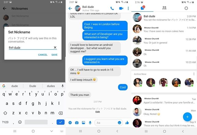 Langkah mengganti nama kontak teman di Facebook Messenger Lite