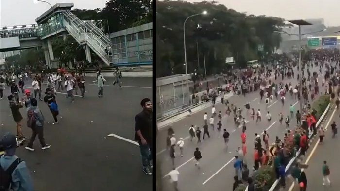 Momen anak STM turut ikut demo menuntut pembatalan UU KPK hasil revisi dan RKUHP bermasalah.