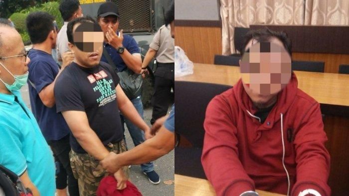 Buronan kasus terorisme, RSL, yang ditangkap saat unjukrasa mahasiswa di sekitar Gedung DPRD Sumut, Selasa (24/9/2019).