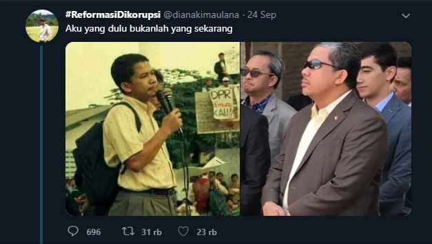 Potret Fahri Hamzah muda versus sekarang.