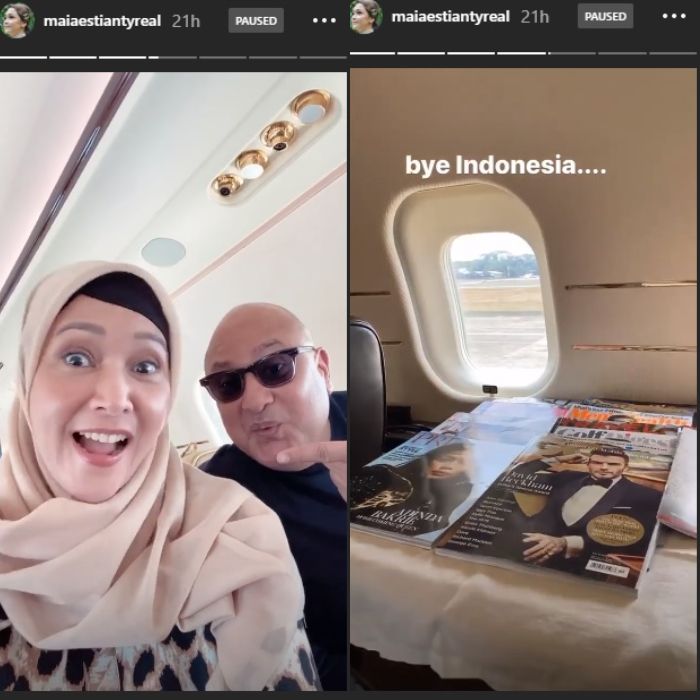 Private jet yang ditumpangi Maia Estianty dan sang suami